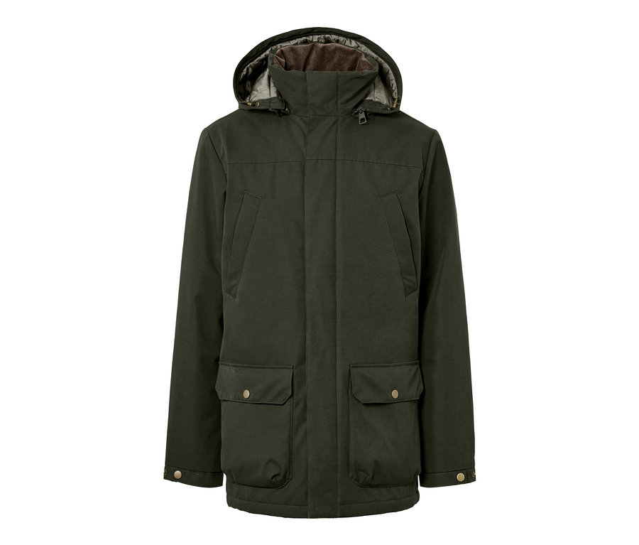 Zelená bunda s kapucňou.