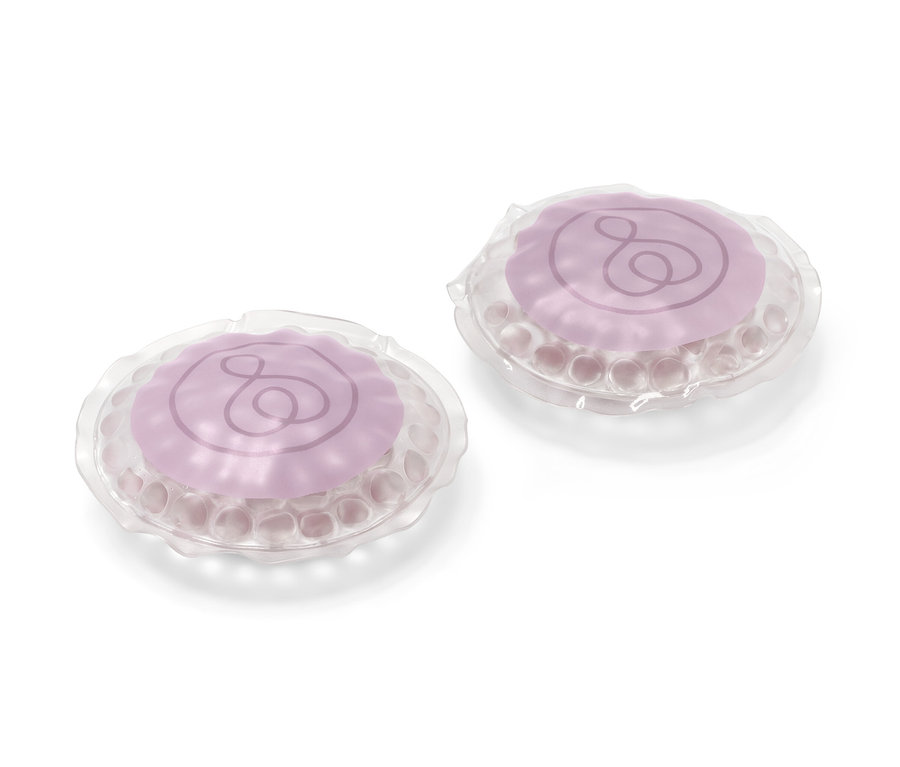 Dva chladivé vankúšiky na oči ležia na bielom pozadí.