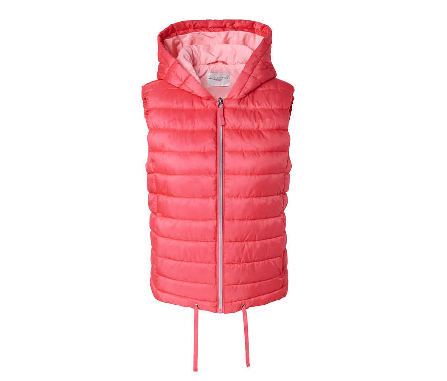 Prešívaná vesta s kapucňou.