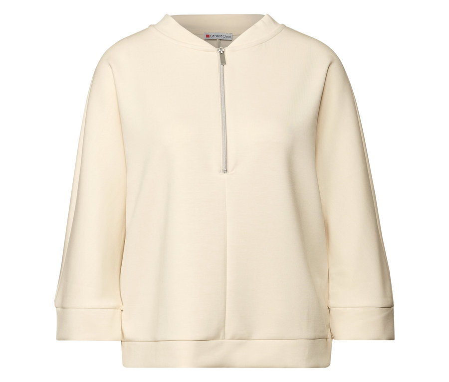 Krémové tričko zo zmesi modalu Street One so zipsom.