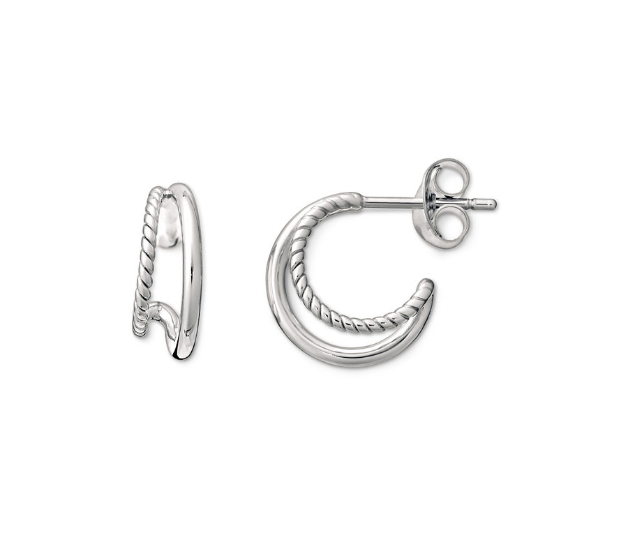Dvoje dvojité kreoly zo striebra 925, ródiované.