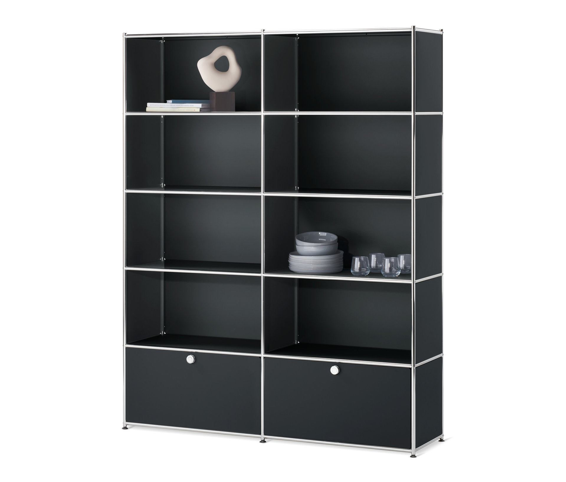 E-shop Regál "CN3" s 2 výklopnými dvierkami, čierny
