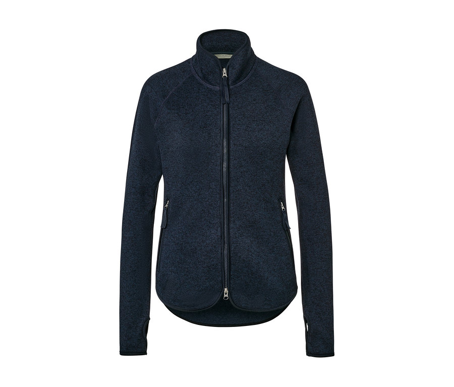 Tmavomodrá bunda z pleteného flaušu na zips.