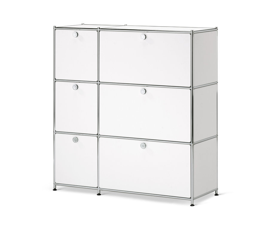 Biela komoda »CN3« so 6 výklopnými dvierkami.