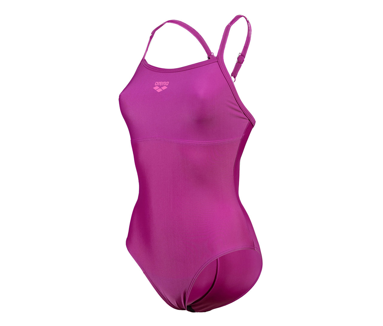 Dámske jednodielne plavky arena Feel Solid Lightdrop Back s vystuženými košíčkami, PURPUROVÉ