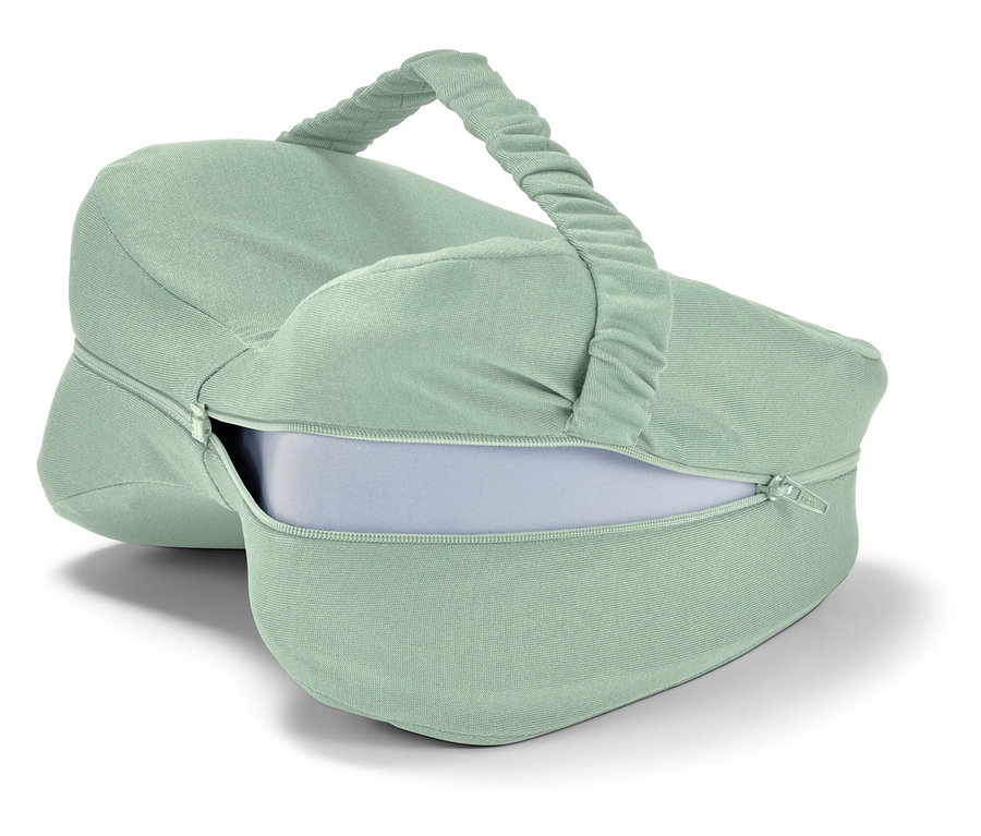 Svetlozelený ergonomický vankúš medzi kolená na spanie na boku so zipsom.