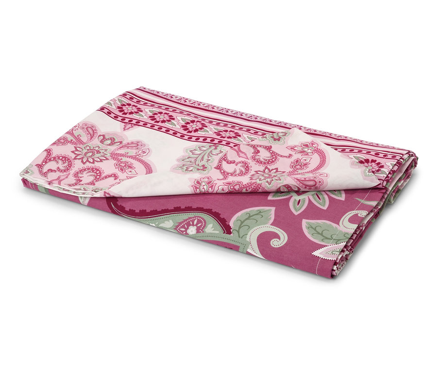 Zložený multifunkčný prehoz renforcé s kvetinovým vzorom v ružovej a zelenej farbe.