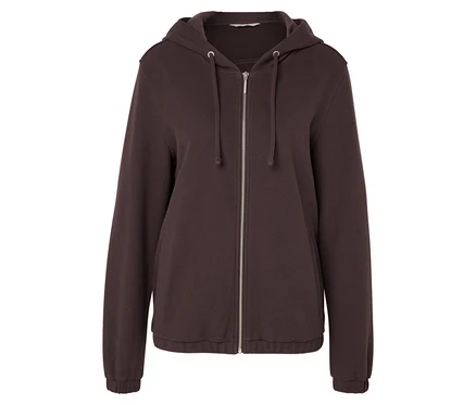 Hnedá mikina na zips s kapucňou.