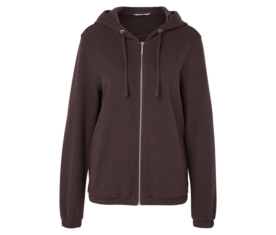 Hnedá mikina na zips s kapucňou.