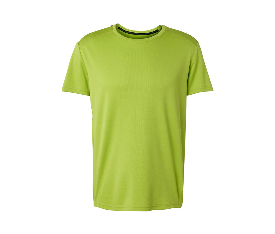 Limetkové funkčné tričko na bielom pozadí.