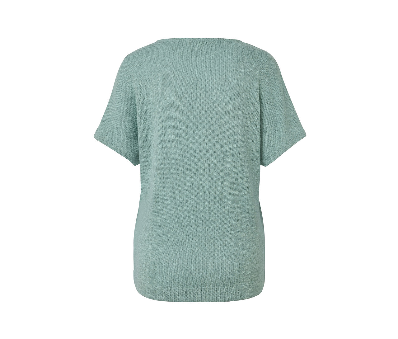 Pohľad zozadu na štruktúrované tričko, šalviové.