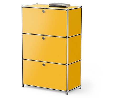 Kovová komoda »CN3« s výklopnými priečinkami, žltá