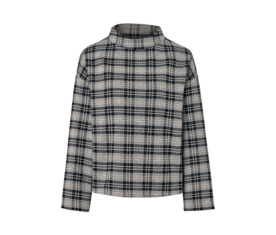 Kockovaná mikina s rolákom.