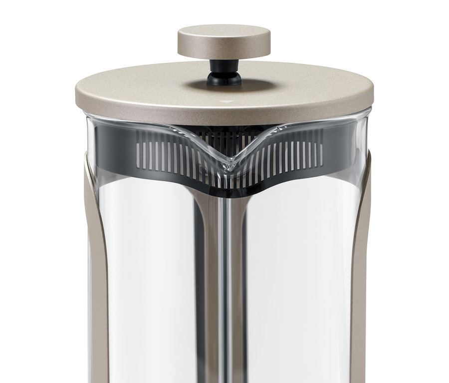 Detail kanvice french press 800 ml pre 6 šálok vo farbe šampanského.