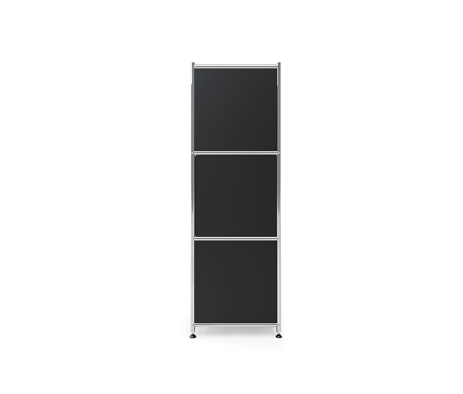 Čierna kovová komoda »CN3« so 4 výklopnými priečinkami.