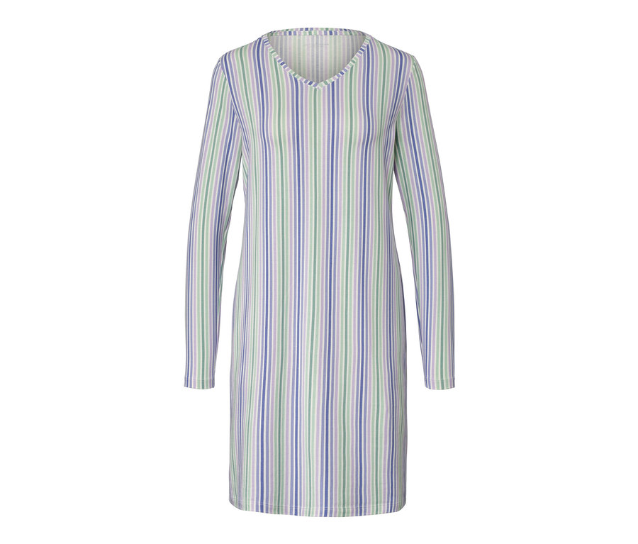 Pruhovaná nočná košeľa s dlhými rukávmi.