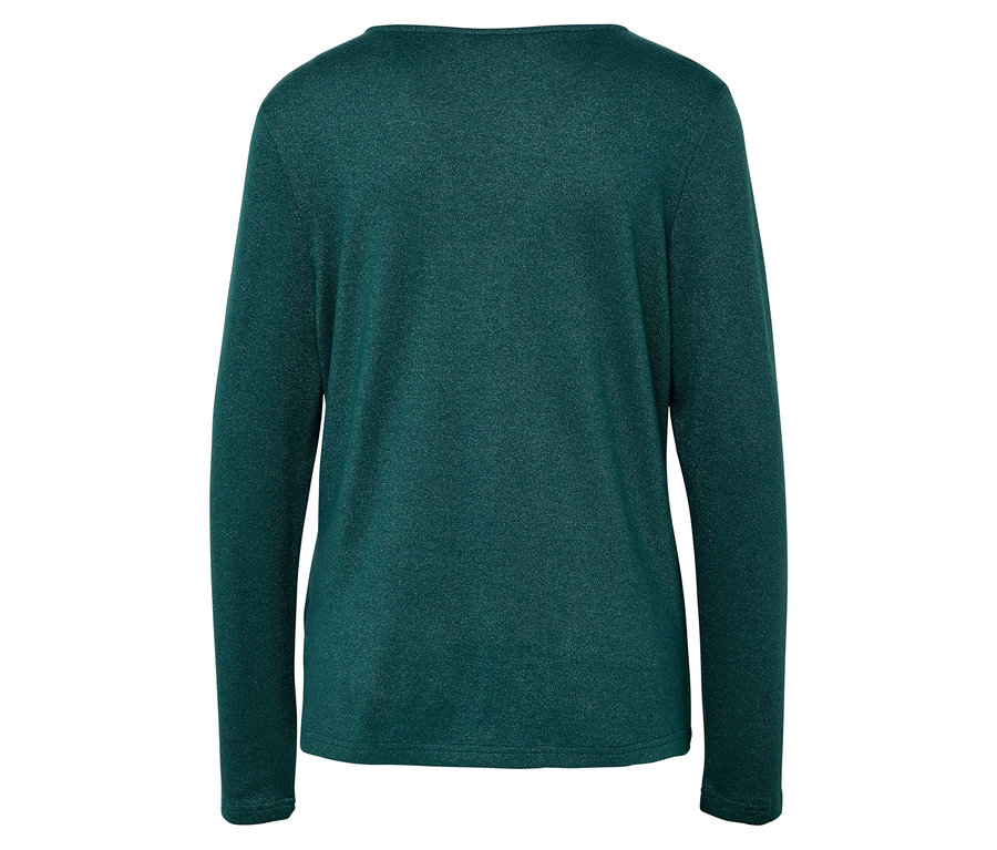 Pohľad zozadu na zelený sveter s dlhým rukávom.