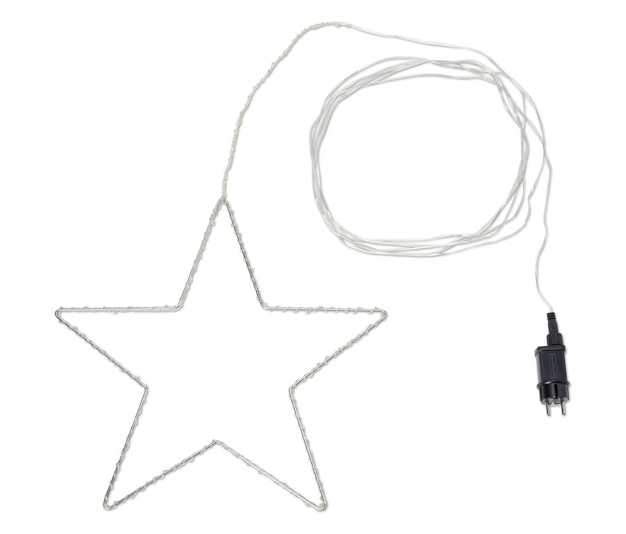Svietiaca hviezda s káblom a zástrčkou.