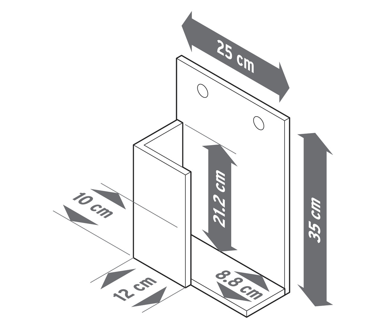 Obrázok s rozmermi súpravy 3 políc z masívneho dreva.