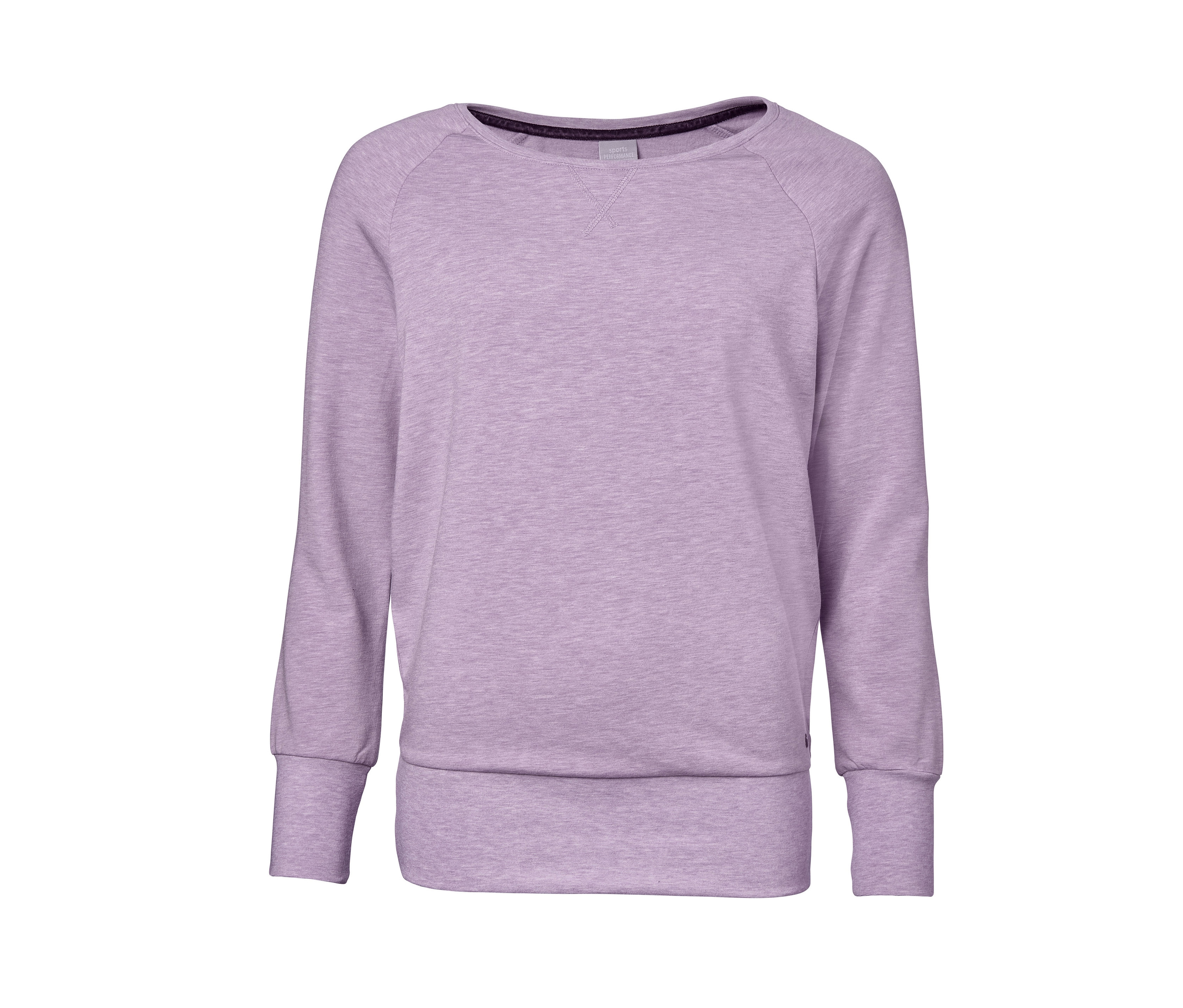 Fialová mikina s netopierími rukávmi.