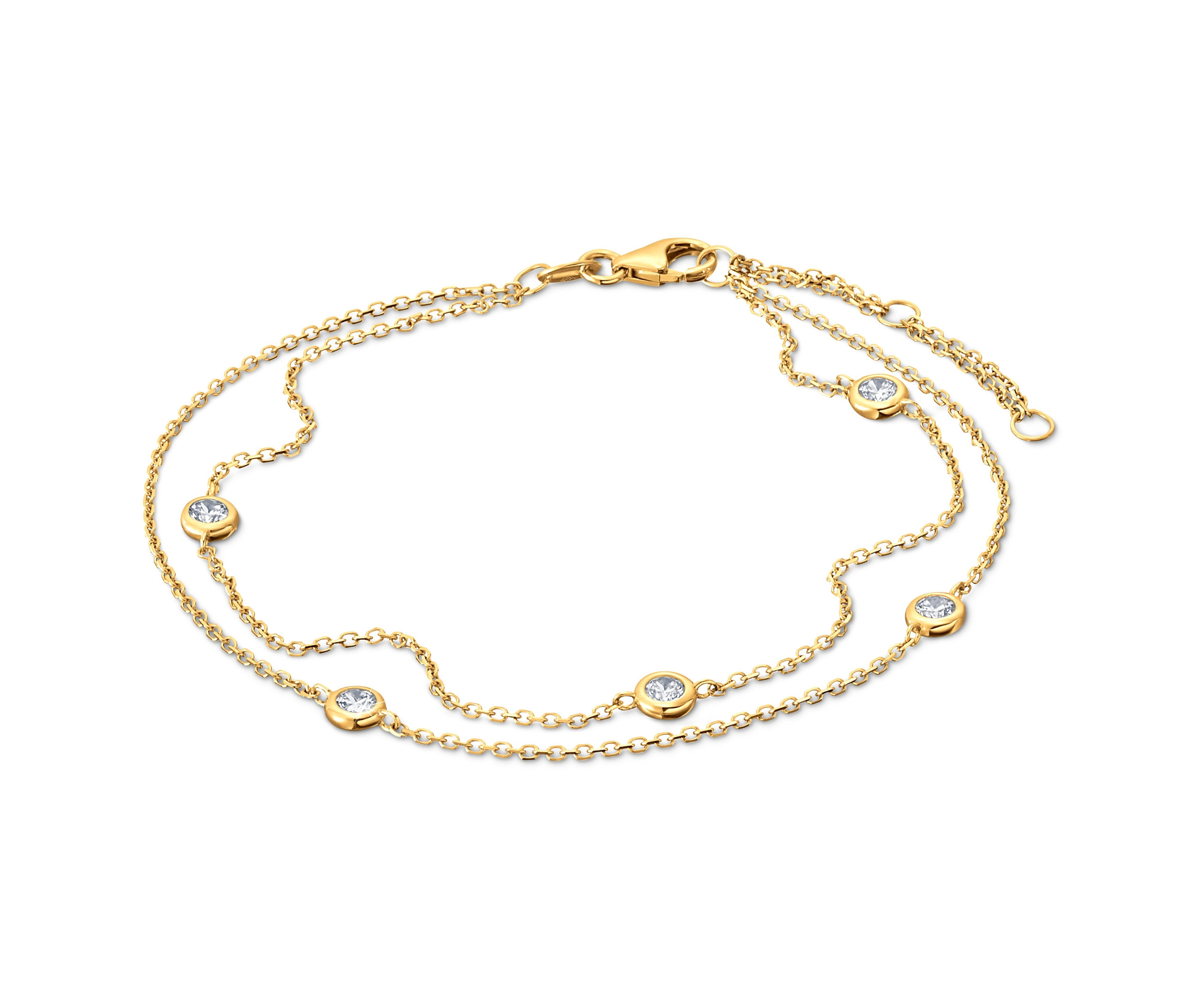 Zlatý náramok so zirkónmi.