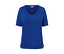Kobaltovomodré tričko s krátkym rukávom a véčkovým výstrihom.