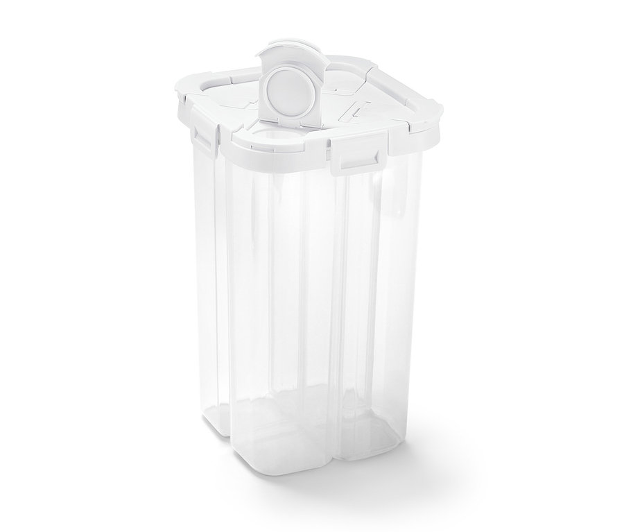 Priehľadná dóza na potraviny 4 v 1 s bielym vekom.
