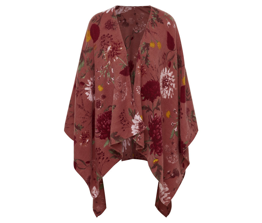 Kvetinová šatka s hnedým kvetinovým vzorom.