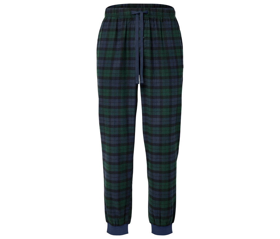 Kockované pyžamové nohavice s tmavomodrou sťahovacou šnúrkou.