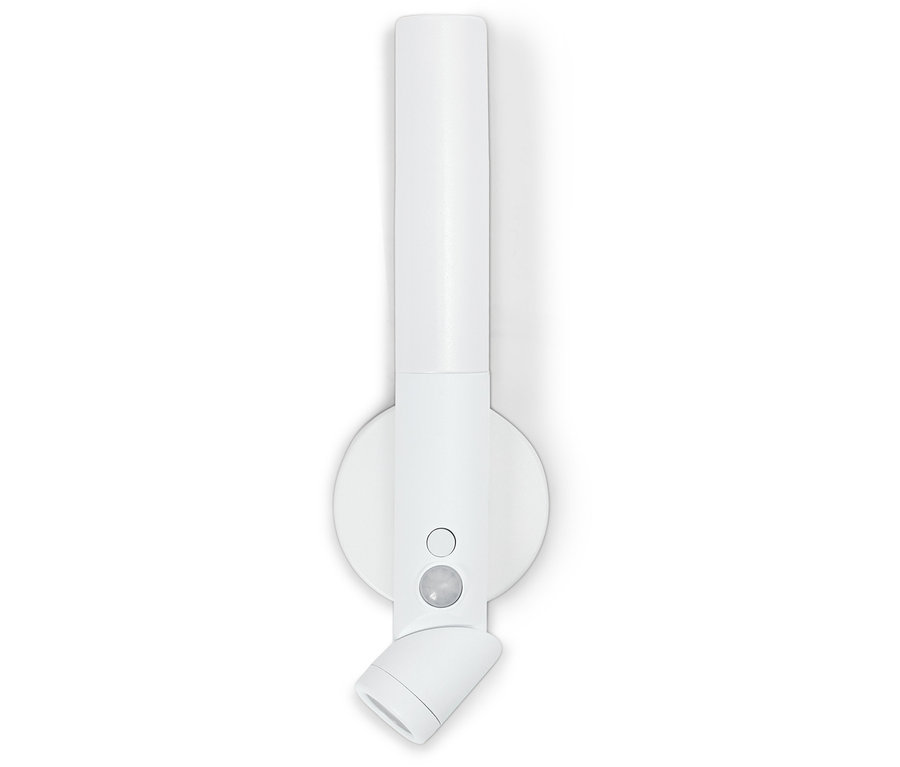 Biele nástenné LED svietidlo s pohybovým senzorom.