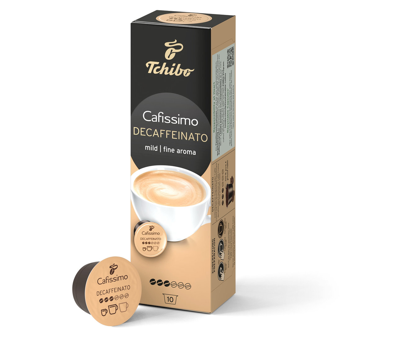 Balenie Cafissimo Decaffeinato vedľa jednej kapsuly.