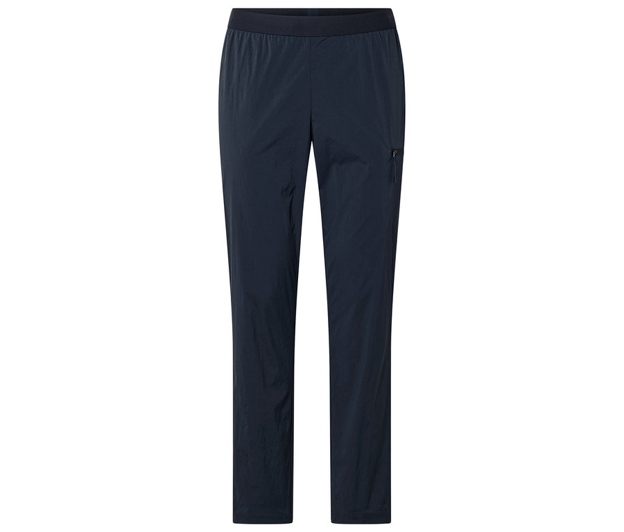 Tmavomodré outdoorové funkčné nohavice s elastickým pásom a vreckom na zips.
