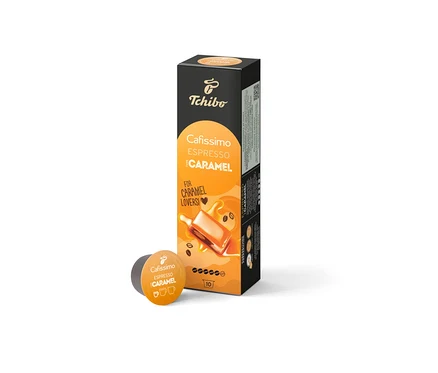 Balenie a kapsula Cafissimo Flavoured Edition – Espresso Caramel s desiatimi kapsulami.