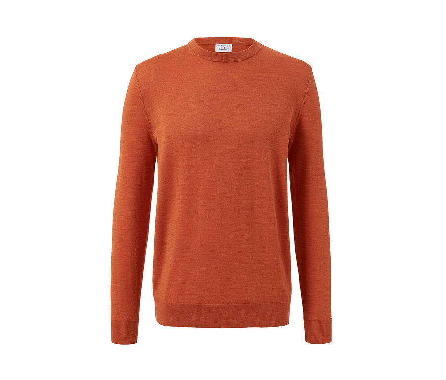 Oranžový pulóver z vlny merino.