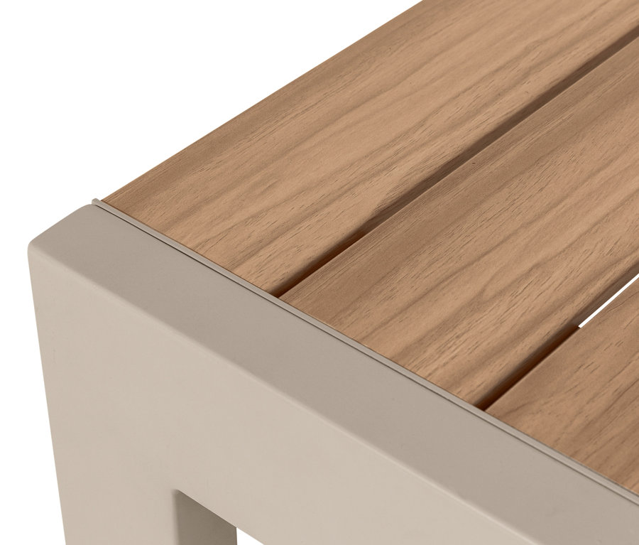 Detail rozkladacieho stola »Liska« z hliníka.