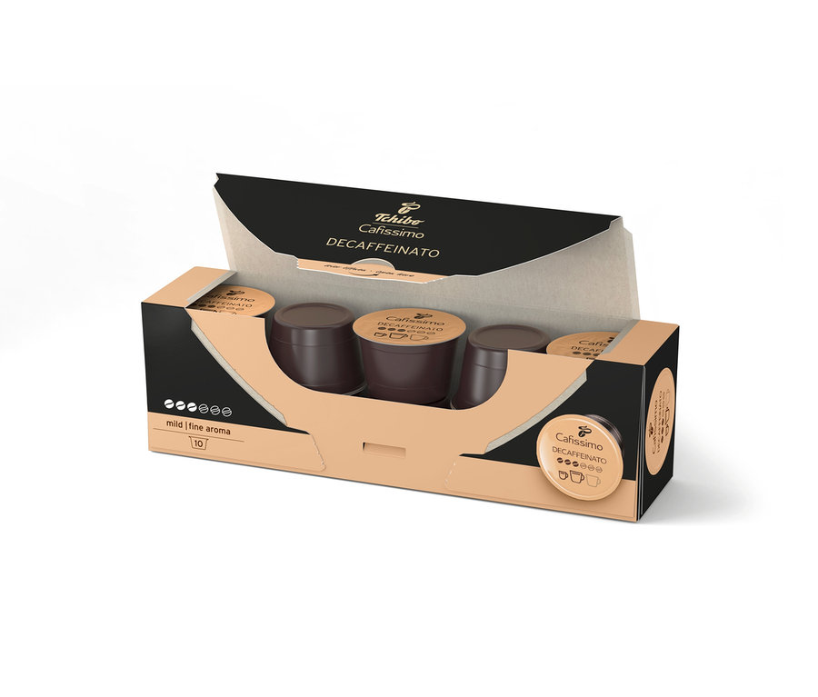 Balenie s desiatimi kávovými kapsulami Cafissimo Decaffeinato.