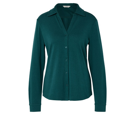 Blúzkové tričko s gombíkovou légou, petrolejové