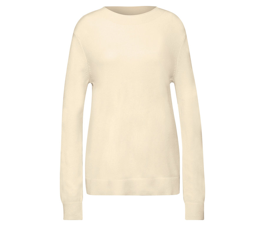 Béžový pletený pulóver Street One so zvinutým lemom.
