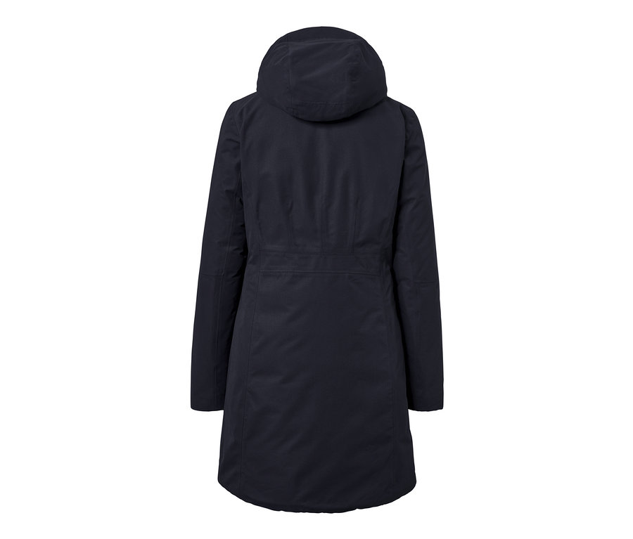 Modrý termokabát zozadu.