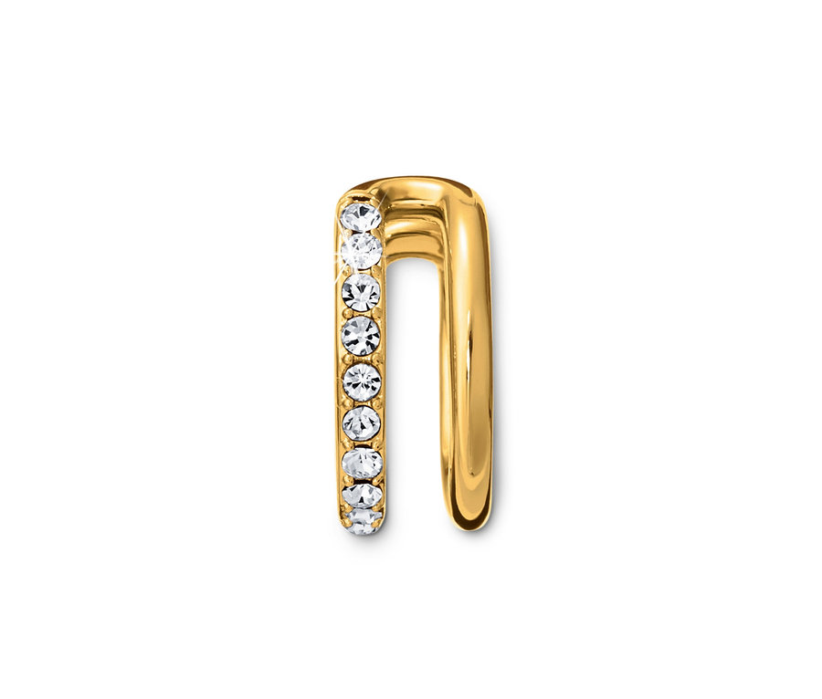 Zlatá náušnica Ear cuff, dvojradová, na bielom pozadí.