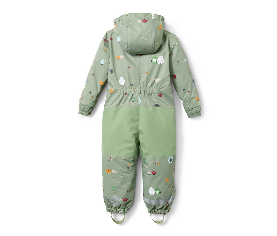 Zelený overal do dažďa s potlačou príšer.