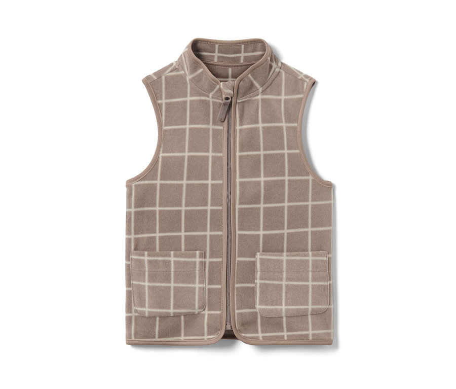 Károvaná detská flísová vesta.