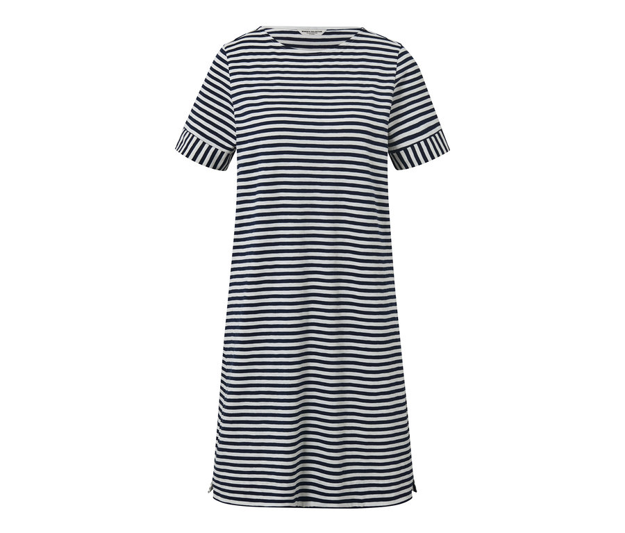 Prúžkované džersejové šaty s krátkym rukávom.