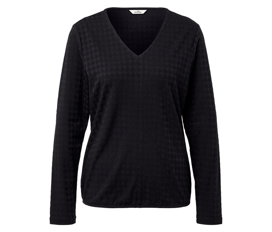 Čierna blúzka s dlhým rukávom a výstrihom do V.