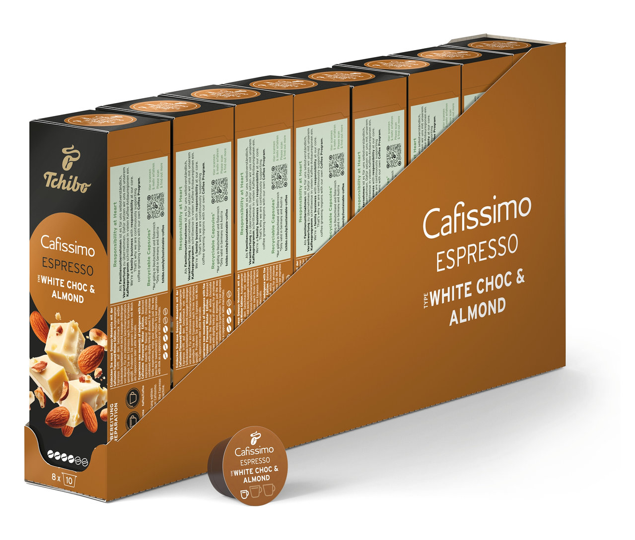 Balenie kapsúl Cafissimo Flavoured Espresso - White Choc & Almond - 80 kapsúl.