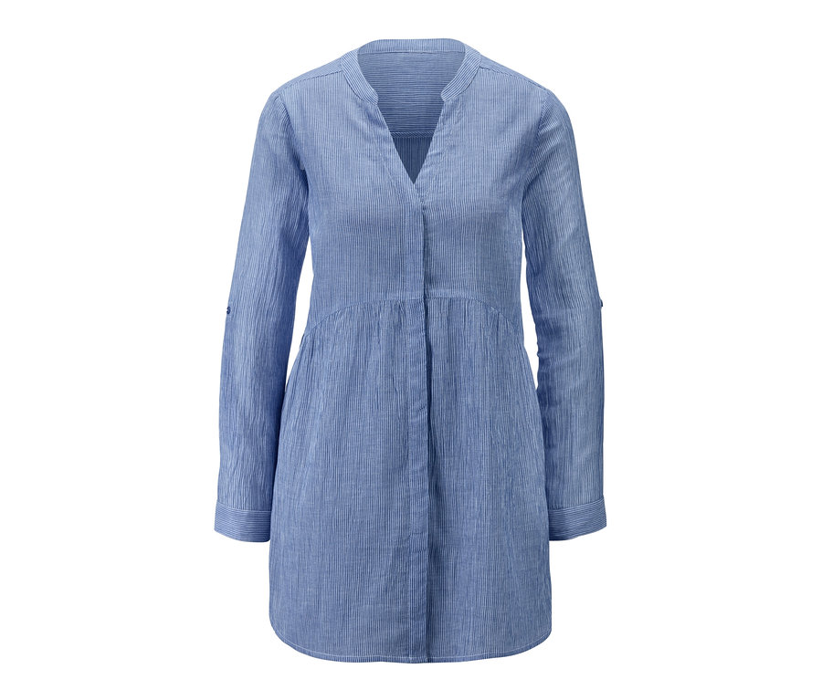 Prúžkovaná dlhá blúzka s dlhými rukávmi.