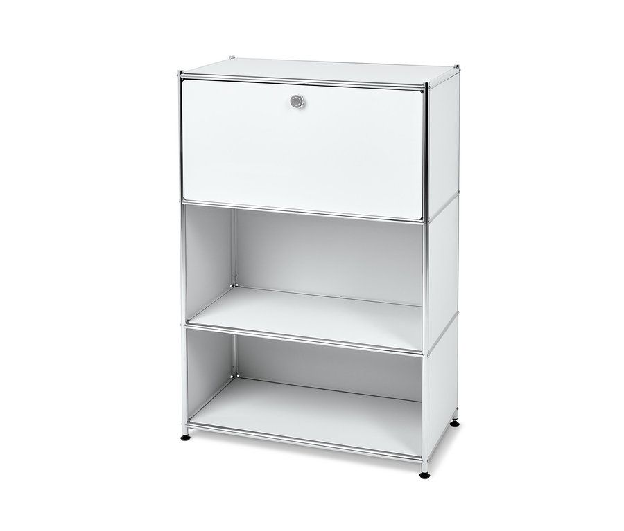 Biely kovový sekretár »CN3« s dvoma policami.