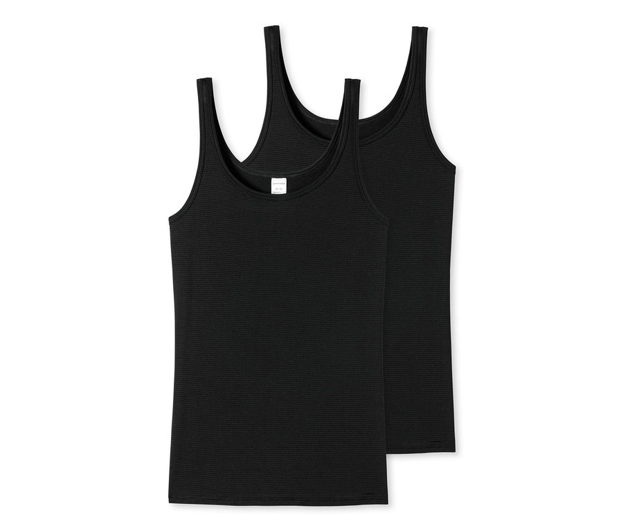 Dve čierne tielka SCHIESSER s prúžkami.