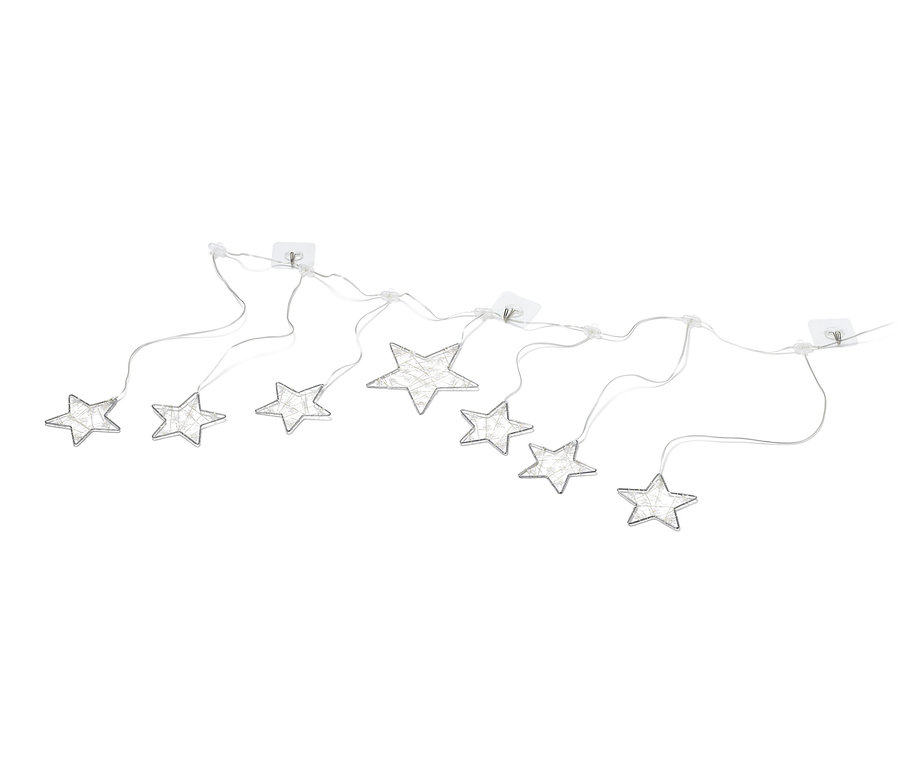 Je viditeľný LED svetelný záves v tvare hviezd.