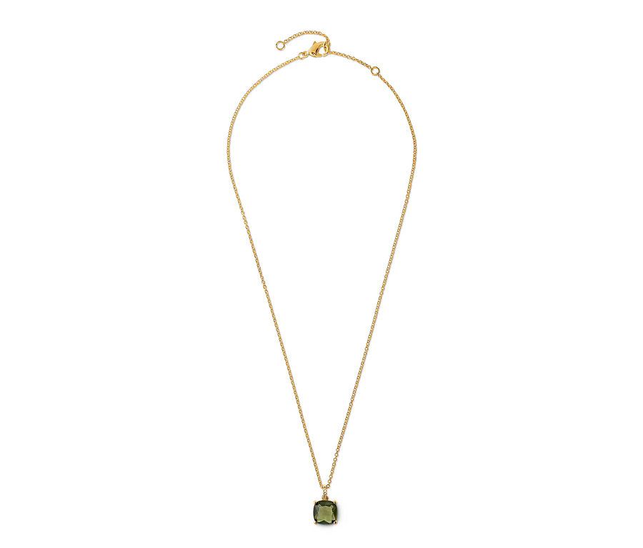 Zlatá retiazka Forest so zeleným skleným krištáľom.